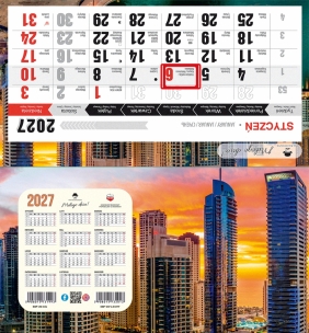 Kalendarz 2027 biurkowy poprzeczny miesięczny - city