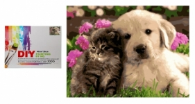 Malowanie po numerach Piesek z kotkiem