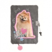 Pamiętnik z kłódką "włochacz" A5/96k. - My Little Friend, Sweet Pomeranian