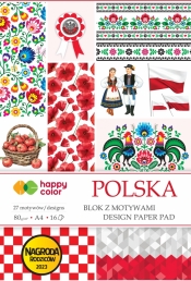 Blok Happy Color A4/16ark, z motywami - Polska
