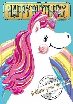 Karnet A5 Urodziny - Jednorożec