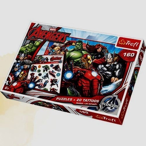 Drużyna Avengers Puzzle 160 + Tatuaże (90501)