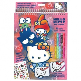 Zestaw kreatywny z kredkami 10 kolorów oraz naklejkami Hello Kitty HK50144