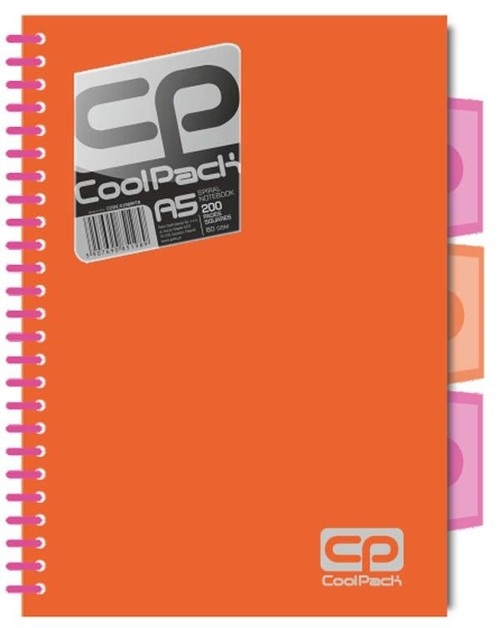 Brulion A5 CoolPack w kratkę 200 kartek pomarańczowy neon (52016PTR)