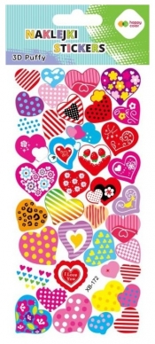 Naklejki 3D Puffy - Colorful Hearts, 10 x 22 cm, Happy Color