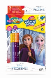 Kredki ołówkowe trójkątne Colorino Kids 24 kolorów 12 sztuk z temperówką Frozen