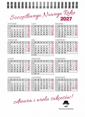 Kalendarz 2027 A5 biurkowy tygodniowy, 1 szt
