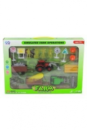 Zestaw farma, 2 traktory z przyczepami, figurki, znaki drogowe (511019)