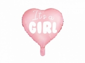 Balon foliowy Partydeco serce jasnoróżowe Its a Girl 45 cm (FB21P-081J)