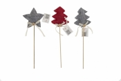 Dekoracja na piku, gwiazdka, choinka MIX