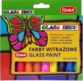 Farby witrażowe GlassDeco, 10 kolorów x 10,5ml (TO-750)