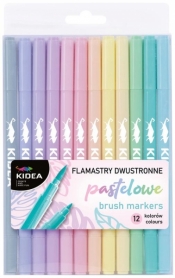 Pastelowe flamastry dwustronne 12szt.
