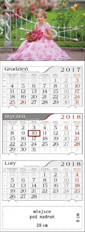 Kalendarz 2018 Trójdzielny Dziewczynka