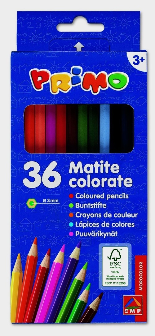 Kredki drewniane sześciokątne Primo 36 kolorów