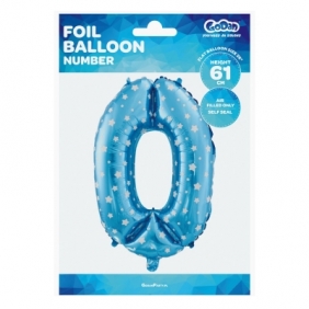 Balon foliowy Godan niebieski w gwiazdy cyfra 0 26 cali