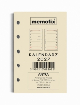 Wkład kalendarzowy 2027 Memofix A7 M/TNS