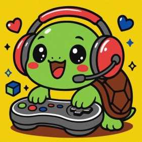 Malowanie po numerach - Żółwik gracz 25x25cm