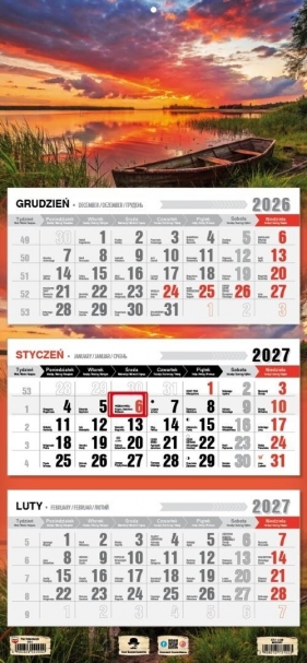 Kalendarz 2027 trójdzielny - Mazury