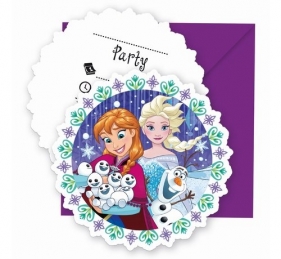 Zaproszenia z kopertą "Frozen Snowflakes" 6 sztuk