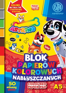 Blok papierów kolorowych nabłyszczanych ASTRINO A5/50k, 10 sztuk