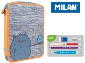 Piórnik Milan 1-poziomowy duży z wyposażeniem MIMO pomarańcz