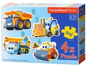 Puzzle konturowe 3-4-6-9, 4w1: Funny Building Machines (005024)