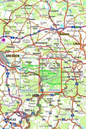 Mapa - Czeska i Saksońska Szwajcaria - część wschodnia 1: 25 000 - Opracowanie zbiorowe