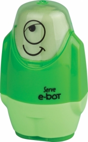 Temperówka z gumką "Buźka" E-BOT zielona