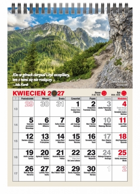 Kalendarz 2027 biurkowy miesięczny ze zdjęciem, 1 szt