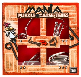 Łamigłówki metalowe 4 szt. Puzzle mania - czerwony (107027)