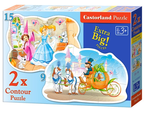 Puzzle konturowe 2w1 Cinderella (Zgnieciony kartonik) (020027)