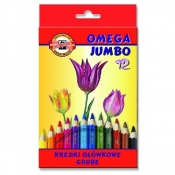 Kredki ołówkowe Koh-I-Noor Jumbo Omega, 12 kolorów (3372)