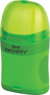 Temperówka 2 otwory z gumką Berry zielona sztuka