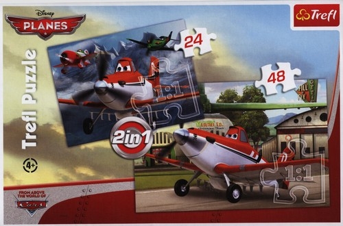 Puzzle Samoloty  Dusty i jego drużyna 2 w 1 24 + 48 (34402)