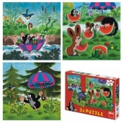 Puzzle 3x55 Krecik i parasol DINO