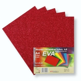 Pianka brokatowa A4 Eva malinowa biodegradowalna 5szt