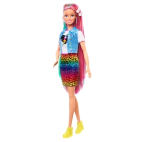 Barbie: Lalka z kolorową fryzurą i ciuchami w panterkę (GRN81)