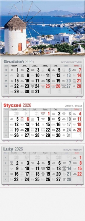 Kalendarz 2026 trójdzielny LUX, 1 szt