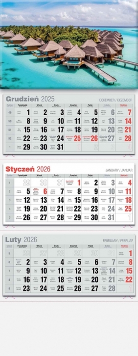 Kalendarz 2026 trójdzielny LUX, 1 szt