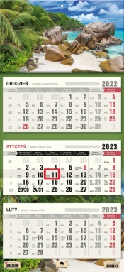 Kalendarz ścienny Trójdzielny Seszele