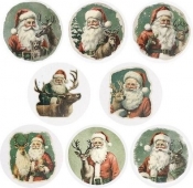 Naklejki papierowe na taśmie Mikołaj vintag 500szt