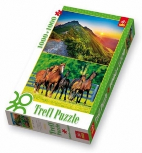 Puzzle 1000 mix Zachód słońca w Tatrach/ Stado koni (29103) - 29103