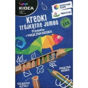 Kidea, Kredki trójkątne Jumbo Eko, 11 kolorów + magiczna kredka (DRF-43033)