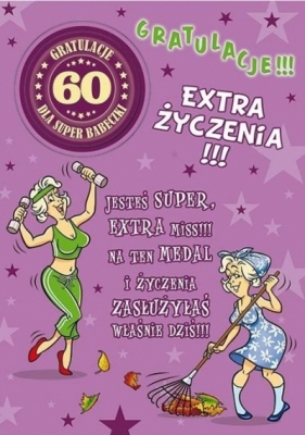 Karnet Party naklejany B6+koperta Urodziny 60 wz03