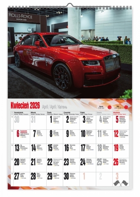 Kalendarz 2026 ścienny dwustronny A3 - Super cars