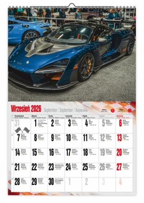 Kalendarz 2026 ścienny dwustronny A3 - Super cars