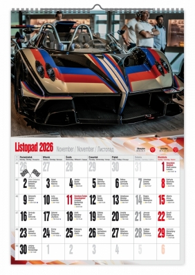 Kalendarz 2026 ścienny dwustronny A3 - Super cars
