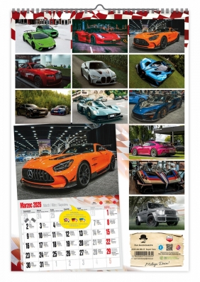 Kalendarz 2026 ścienny dwustronny A3 - Super cars