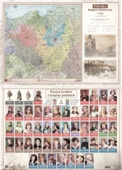 Mapa Polski A2 regiony historyczne/poczet królów i książąt dwustronna ścienna