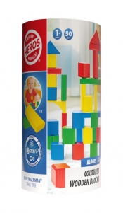 Heros, Drewniane kolorowe klocki 50 el. w pudełku